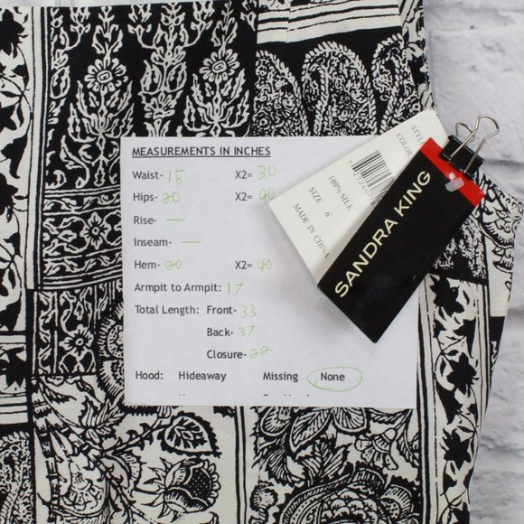 NWT! Sandra King Black White Silk Floral Paisley Square Neck Short Dress Size 6 - Picture 8 of 8